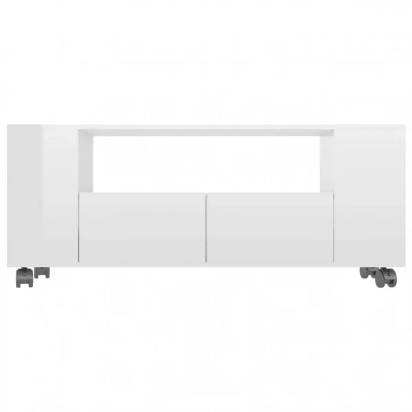 VidaXL Meuble TV Blanc Brillant 120x35x48 Cm Bois D’ingénierie 5