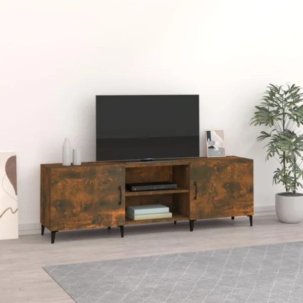 VidaXL Meuble TV Chêne Fumé 150x30x50 Cm Bois D’ingénierie 1