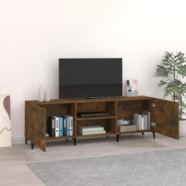 VidaXL Meuble TV Chêne Fumé 150x30x50 Cm Bois D’ingénierie 4