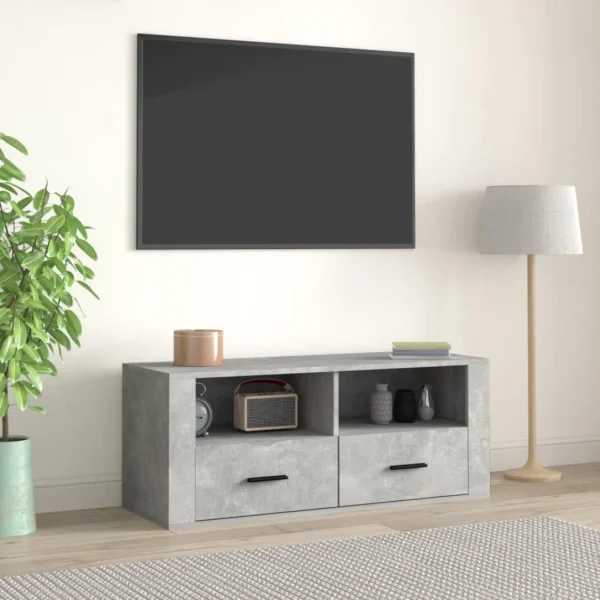 VidaXL Meuble TV Gris Béton 100x35x40 Cm Bois D’ingénierie 1