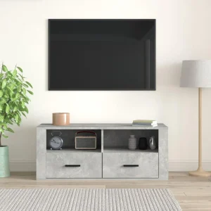 VidaXL Meuble TV Gris Béton 100x35x40 Cm Bois D’ingénierie 11