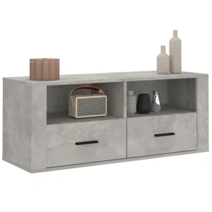 VidaXL Meuble TV Gris Béton 100x35x40 Cm Bois D’ingénierie 13