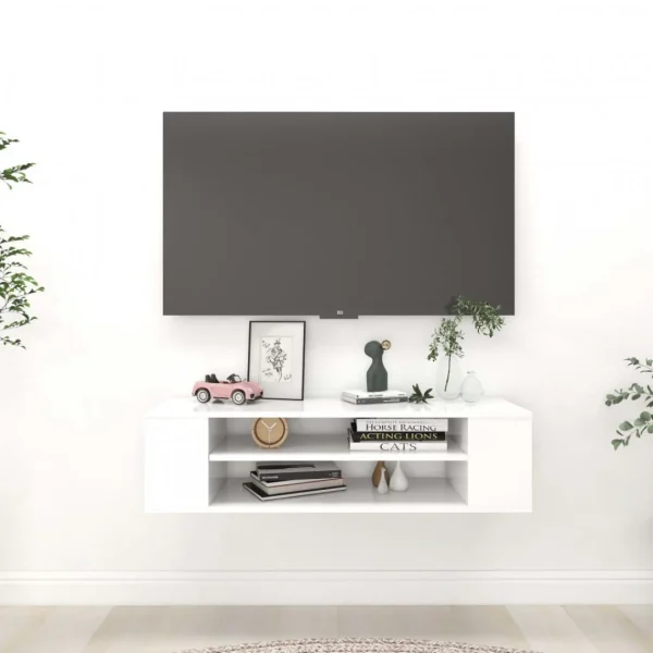 VidaXL Meuble TV Suspendu Blanc 100x30x26,5 Cm Aggloméré 1