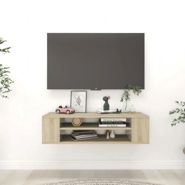 VidaXL Meuble TV Suspendu Chêne Sonoma 100x30x26,5 Cm Aggloméré 1