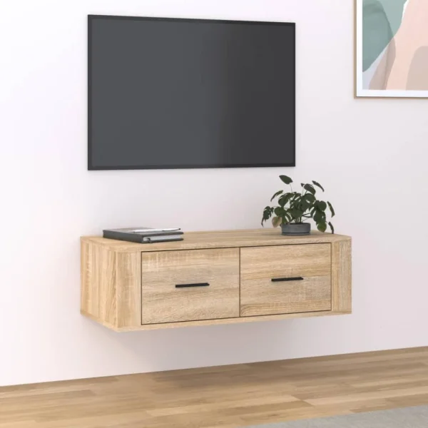 VidaXL Meuble TV Suspendu Chêne Sonoma 80x36x25 Cm Bois D’ingénierie 1