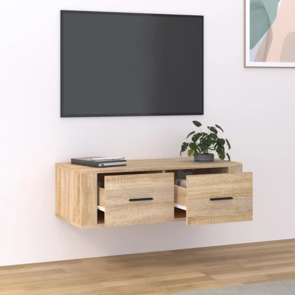 VidaXL Meuble TV Suspendu Chêne Sonoma 80x36x25 Cm Bois D’ingénierie 4