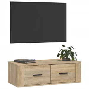 VidaXL Meuble TV Suspendu Chêne Sonoma 80x36x25 Cm Bois D’ingénierie 13