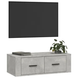 VidaXL Meuble TV Suspendu Gris Béton 80x36x25 Cm Bois D’ingénierie 13