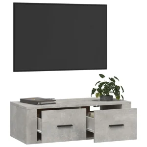 VidaXL Meuble TV Suspendu Gris Béton 80x36x25 Cm Bois D’ingénierie 15