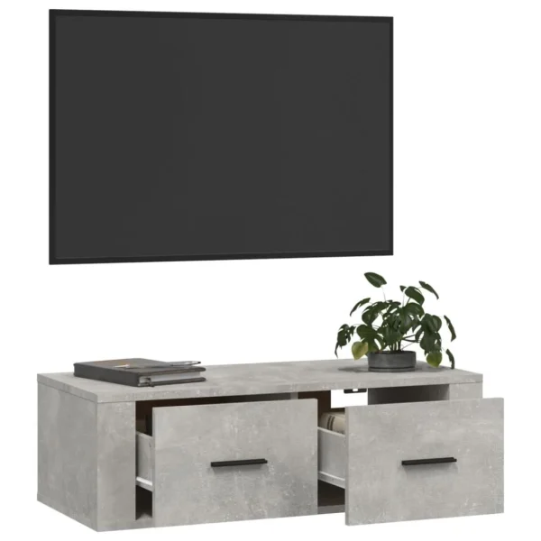 VidaXL Meuble TV Suspendu Gris Béton 80x36x25 Cm Bois D’ingénierie 6