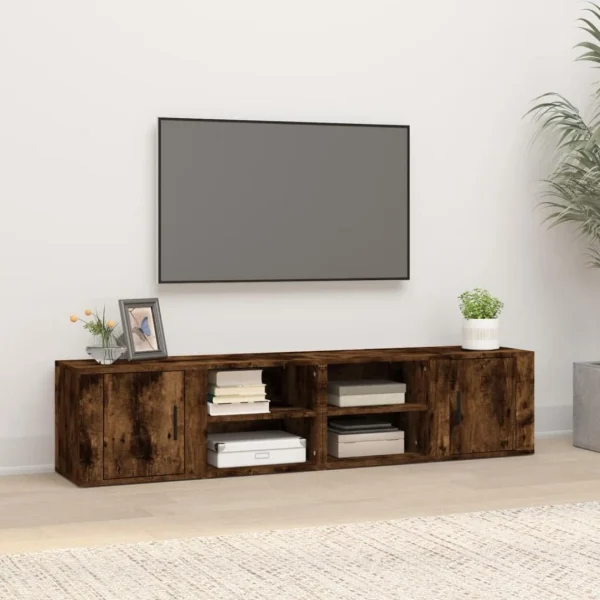 VidaXL Meubles TV 2 Pcs Chêne Fumé 80×31,5×36 Cm Bois D’ingénierie 1