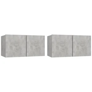 VidaXL Meubles TV Suspendus 2 Pcs Gris Béton 60x30x30 Cm 9