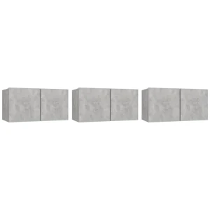 VidaXL Meubles TV Suspendus 3 Pcs Gris Béton 60x30x30 Cm 9