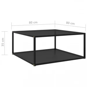 VidaXL Table à Thé Noir 80x80x35 Cm Verre Trempé 15