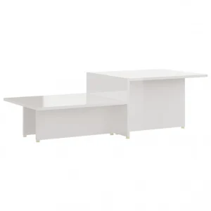 VidaXL Table Basse Blanc Brillant 111,5x50x33 Cm Bois D’ingénierie 9