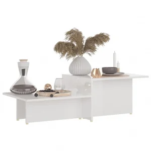 VidaXL Table Basse Blanc Brillant 111,5x50x33 Cm Bois D’ingénierie 11