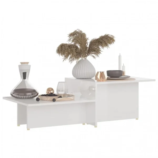 VidaXL Table Basse Blanc Brillant 111,5x50x33 Cm Bois D’ingénierie 4