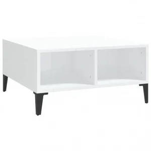 VidaXL Table Basse Blanc Brillant 60x60x30 Cm Aggloméré 9