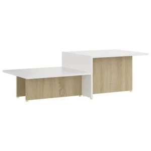 VidaXL Table Basse Chêne Sonoma Blanc 111,5x50x33 Cm Bois D’ingénier… 9