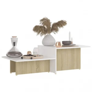 VidaXL Table Basse Chêne Sonoma Blanc 111,5x50x33 Cm Bois D’ingénier… 11