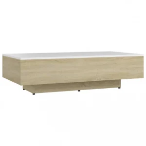 VidaXL Table Basse Blanc Et Chêne Sonoma 115x60x31 Cm Aggloméré 9