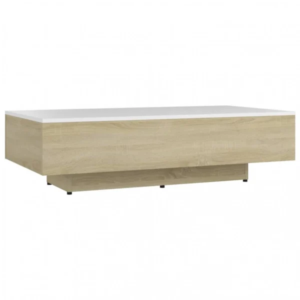 VidaXL Table Basse Blanc Et Chêne Sonoma 115x60x31 Cm Aggloméré 3