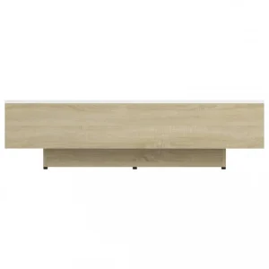 VidaXL Table Basse Blanc Et Chêne Sonoma 115x60x31 Cm Aggloméré 13