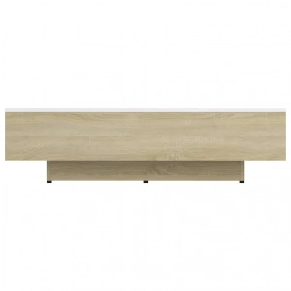 VidaXL Table Basse Blanc Et Chêne Sonoma 115x60x31 Cm Aggloméré 5