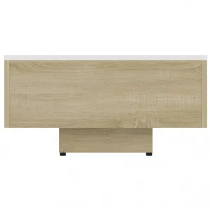 VidaXL Table Basse Blanc Et Chêne Sonoma 115x60x31 Cm Aggloméré 15