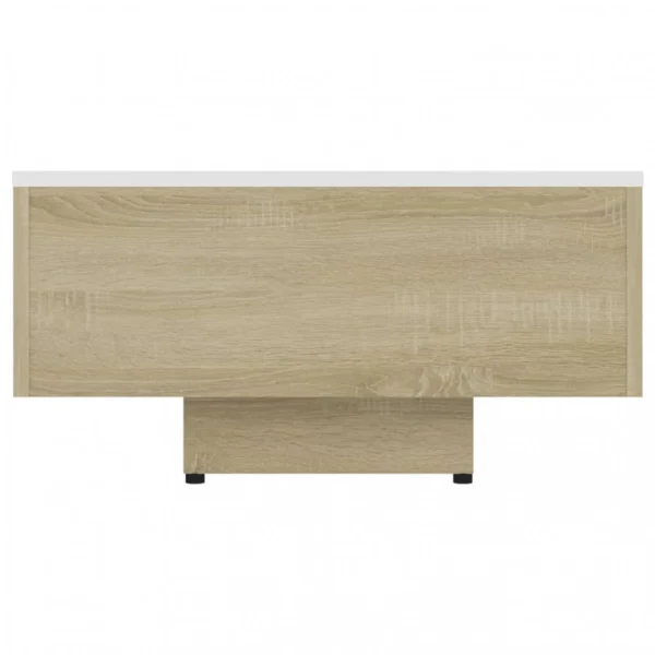 VidaXL Table Basse Blanc Et Chêne Sonoma 115x60x31 Cm Aggloméré 6