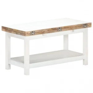 VidaXL Table Basse Extensible Blanc 90x(45-90)x45 Cm Bois De Manguier 13