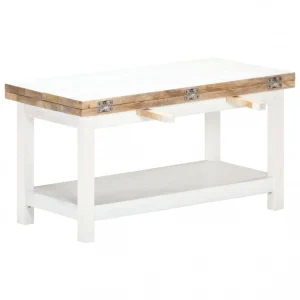 VidaXL Table Basse Extensible Blanc 90x(45-90)x45 Cm Bois De Manguier 15