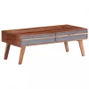 VidaXL Table Basse Gris 110x50x40 Cm Bois Massif 8