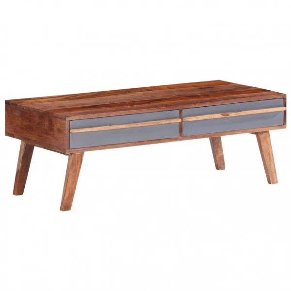 VidaXL Table Basse Gris 110x50x40 Cm Bois Massif 1