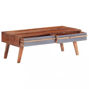 VidaXL Table Basse Gris 110x50x40 Cm Bois Massif 9