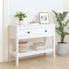 VidaXL Table Console Blanc 100x35x75 Cm Bois Massif De Pin 10