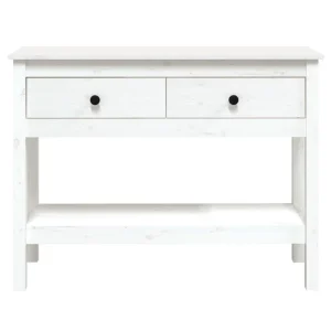 VidaXL Table Console Blanc 100x35x75 Cm Bois Massif De Pin 15