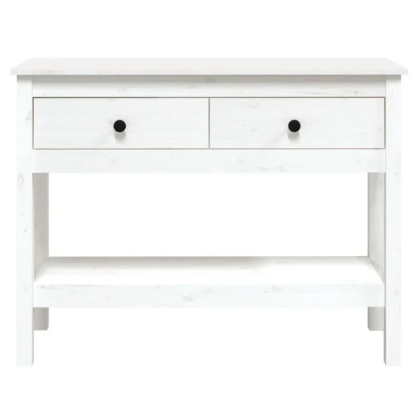 VidaXL Table Console Blanc 100x35x75 Cm Bois Massif De Pin 6