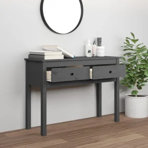 VidaXL Table Console Gris 100x35x75 Cm Bois Massif De Pin 9