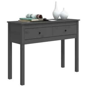 VidaXL Table Console Gris 100x35x75 Cm Bois Massif De Pin 11