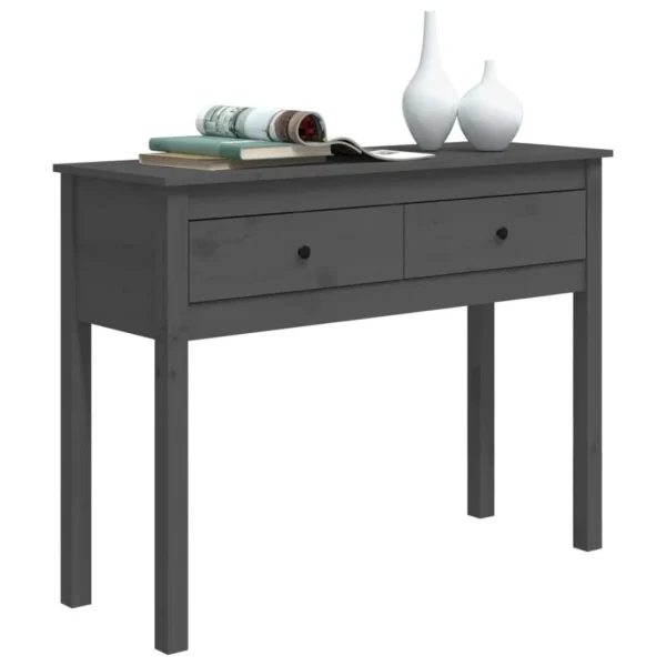 VidaXL Table Console Gris 100x35x75 Cm Bois Massif De Pin 4