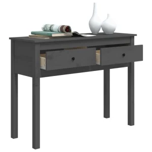 VidaXL Table Console Gris 100x35x75 Cm Bois Massif De Pin 13