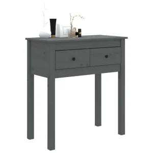 VidaXL Table Console Gris 70x35x75 Cm Bois Massif De Pin 11