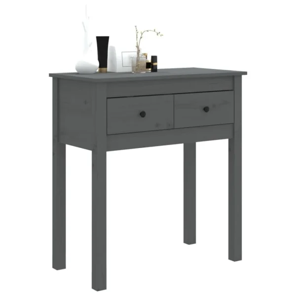 VidaXL Table Console Gris 70x35x75 Cm Bois Massif De Pin 4