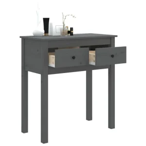 VidaXL Table Console Gris 70x35x75 Cm Bois Massif De Pin 13