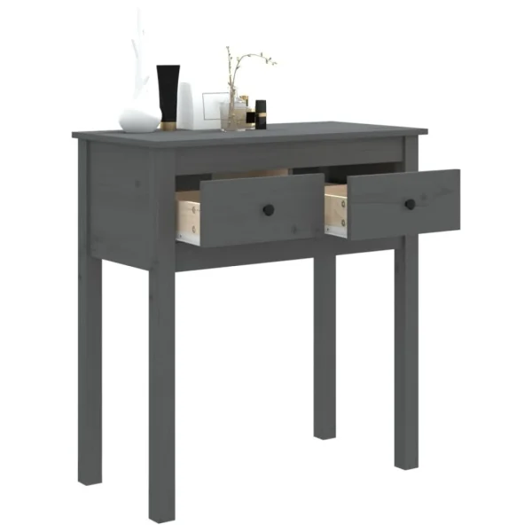 VidaXL Table Console Gris 70x35x75 Cm Bois Massif De Pin 5