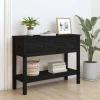 VidaXL Table Console Noir 100x35x75 Cm Bois Massif De Pin 17