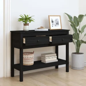 VidaXL Table Console Noir 100x35x75 Cm Bois Massif De Pin 9