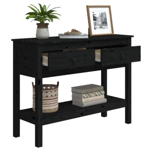 VidaXL Table Console Noir 100x35x75 Cm Bois Massif De Pin 13