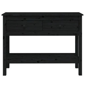 VidaXL Table Console Noir 100x35x75 Cm Bois Massif De Pin 15